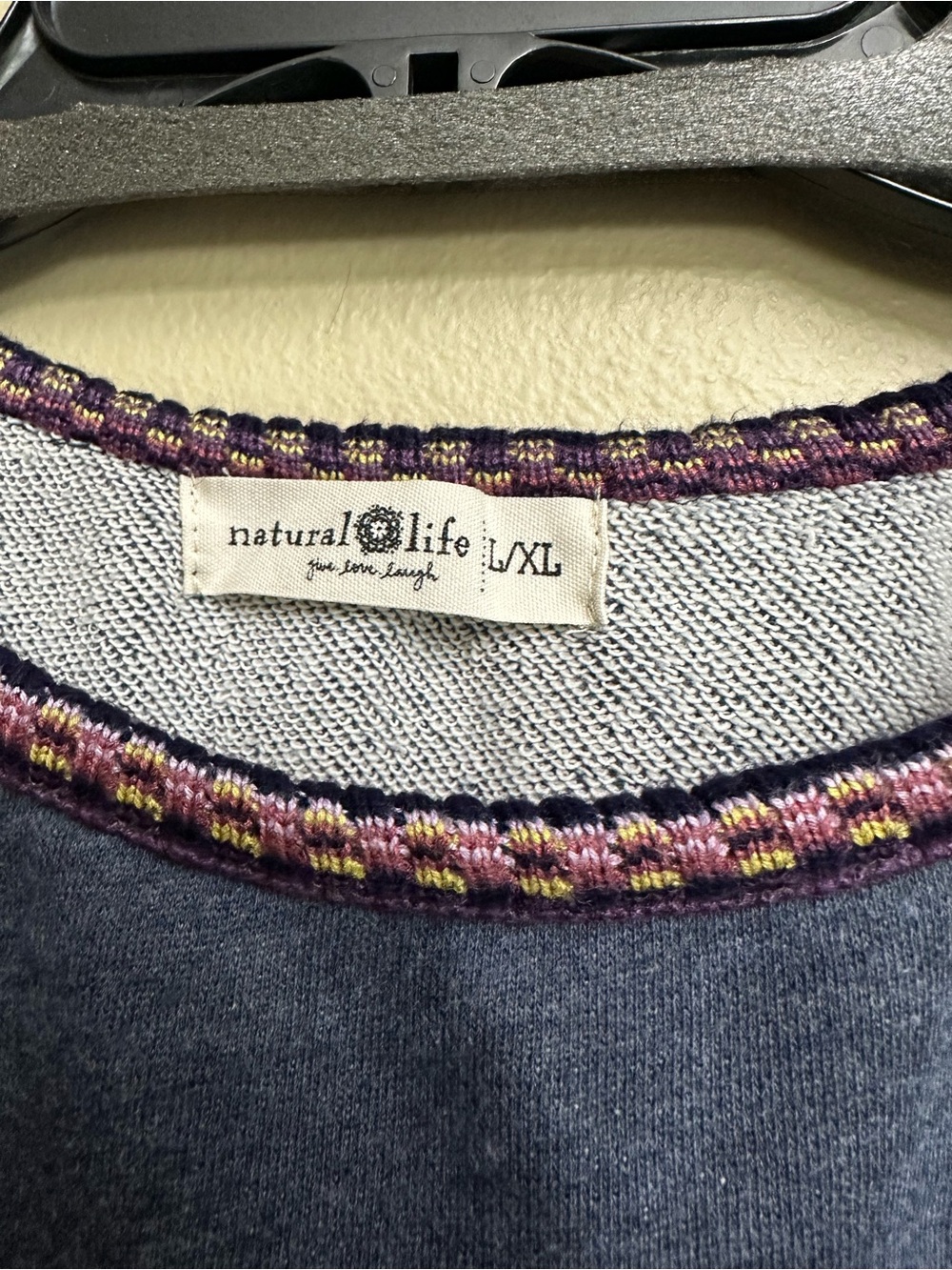 NATURAL LIFE Knit Trim Indigo Sweatshirt Size Large / XL - Picture 4 of 10